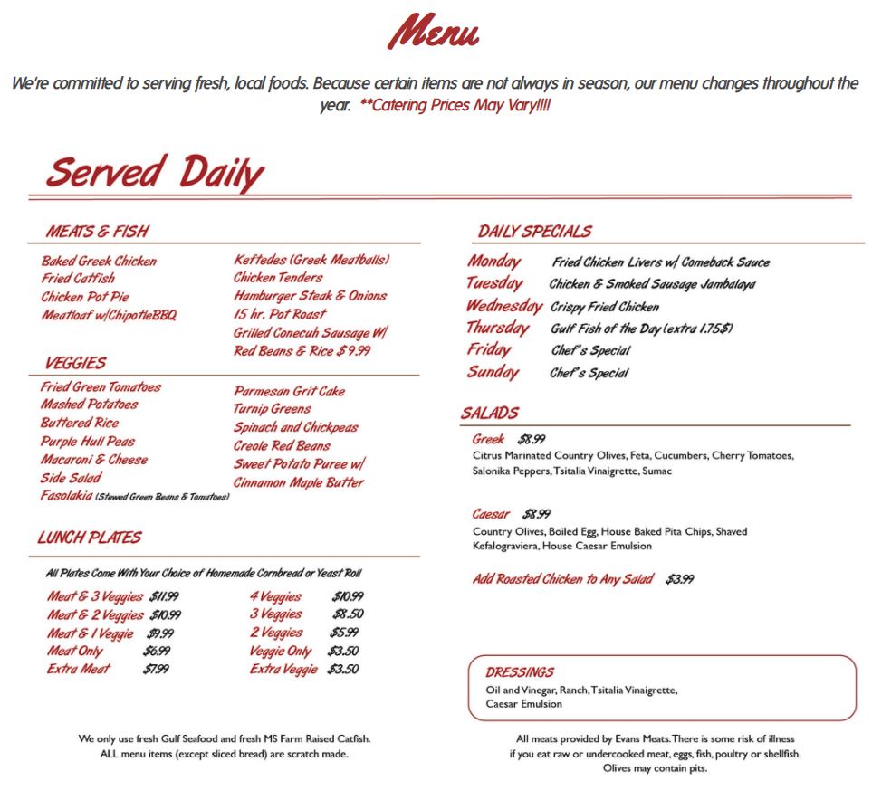 Ashley Mac's General Menu