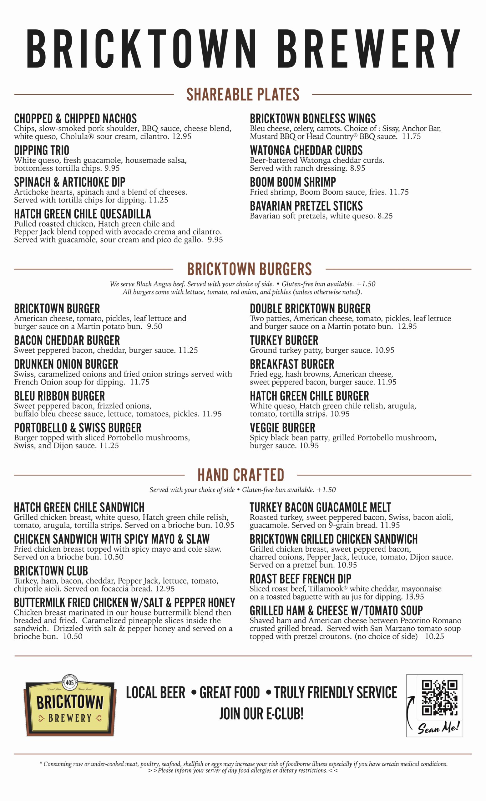 Bricktown Brewery General Menu