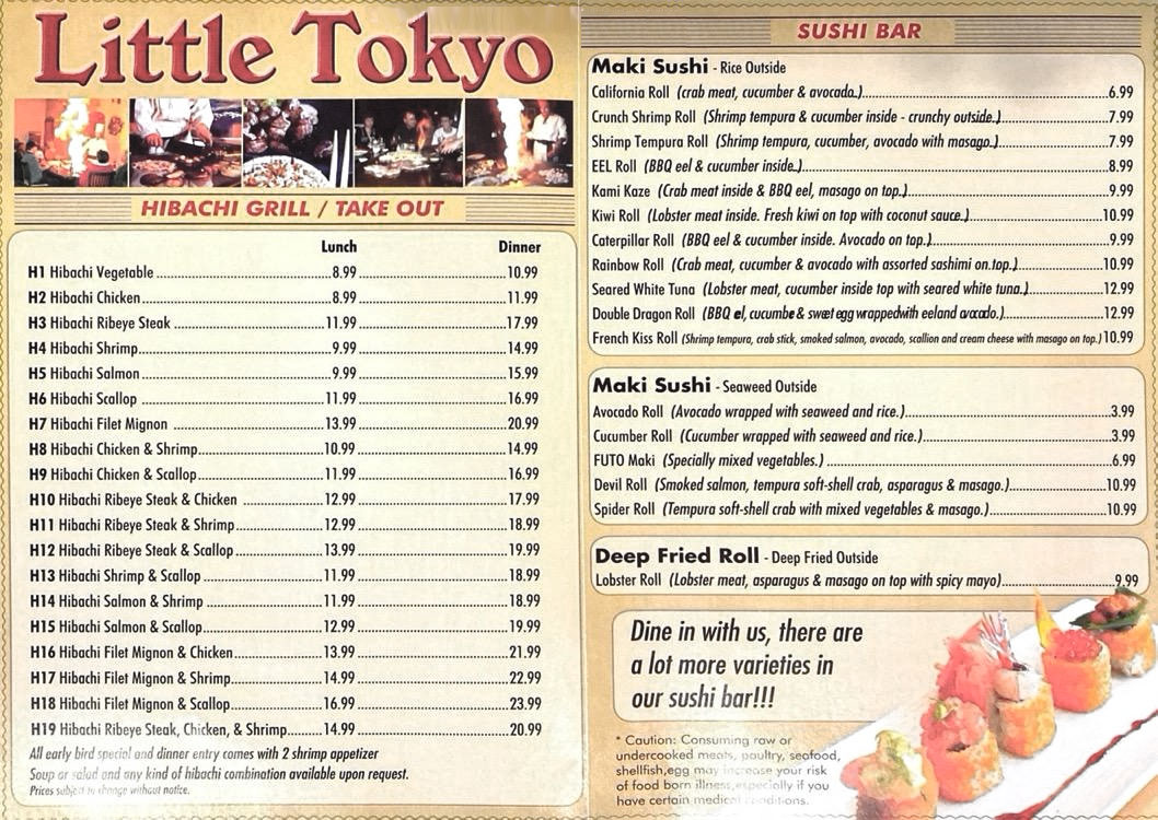 Little Tokyo Cafe General Menu