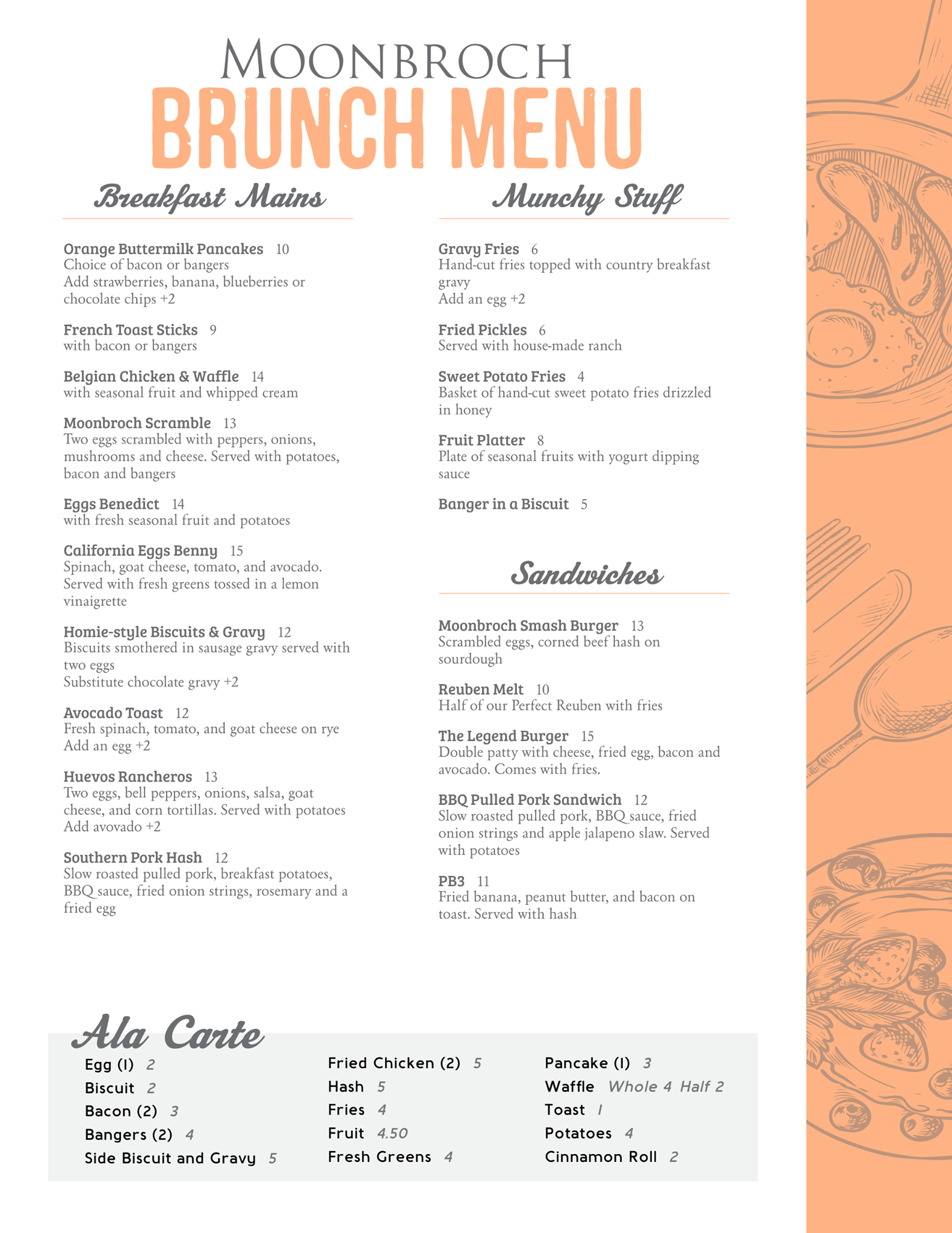 Moonbroch Brewing Company Brunch Menu