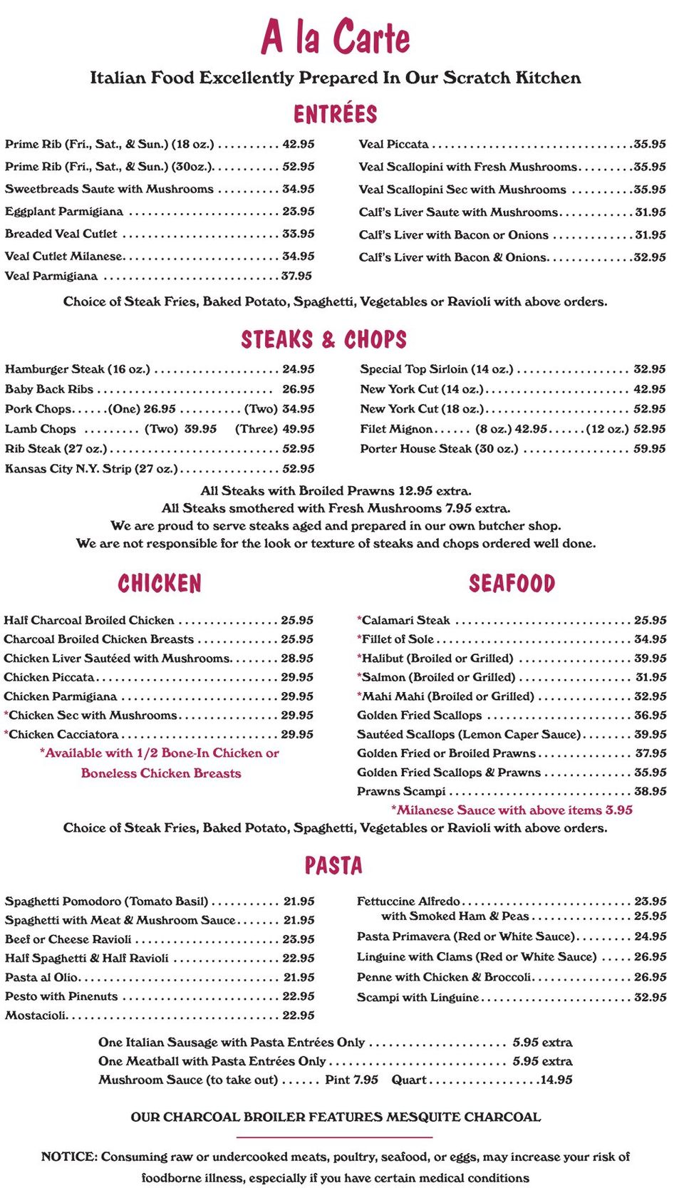 Original Joe's General Menu