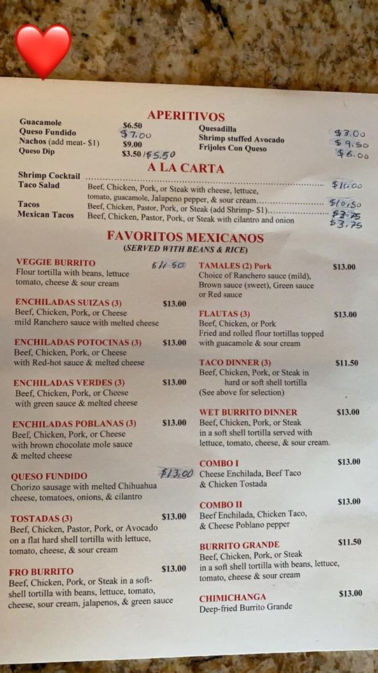 Santi's Restaurante Mexicano General Menu