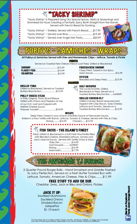 Tacky Jacks   Gulf Shores General Menu