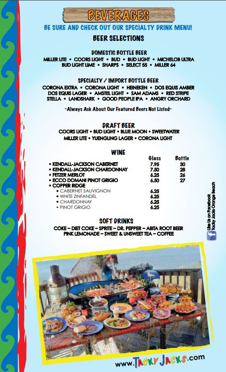 Tacky Jacks   Gulf Shores General Menu